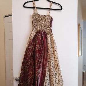 Silk shirred top boho, world inspired dress